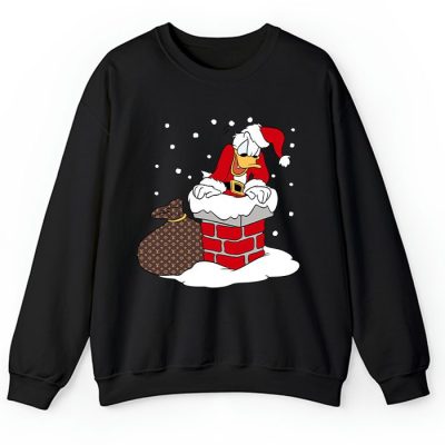 Louis Vuitton Monogram Canvas Pattern Donald Duck Santa Crewneck Sweatshirt CSTB1014