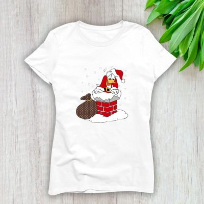 Louis Vuitton Monogram Canvas Pattern Donald Duck Santa Lady T-Shirt Luxury Tee For Women LDS1543