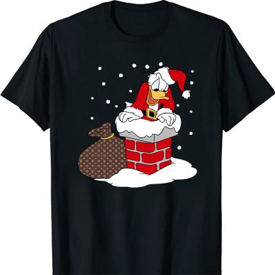 Louis Vuitton Monogram Canvas Pattern Donald Duck Santa Unisex T-Shirt NTB2673