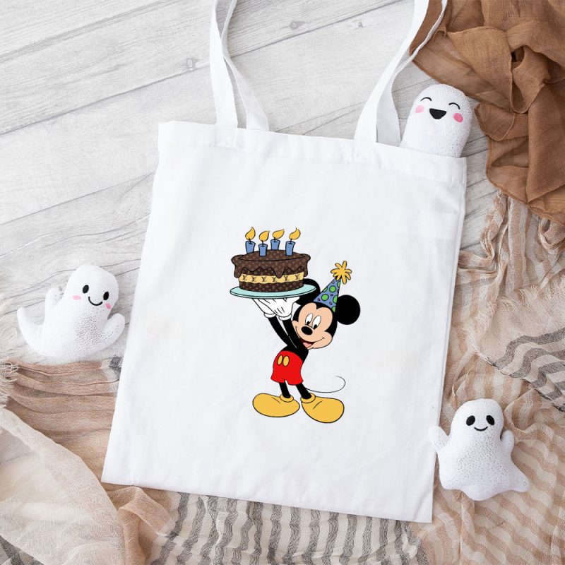 Louis Vuitton Monogram Canvas Pattern Happy Birthday Mickey Mouse Cotton Canvas Tote Bag TTB1710