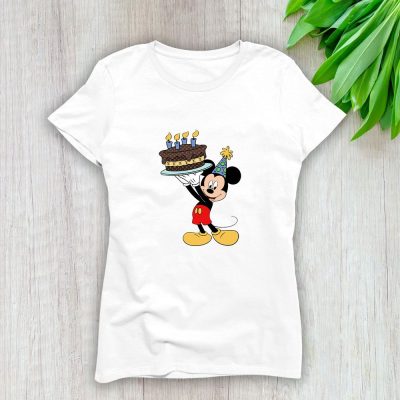 Louis Vuitton Monogram Canvas Pattern Happy Birthday Mickey Mouse Lady T-Shirt Luxury Tee For Women LDS1712