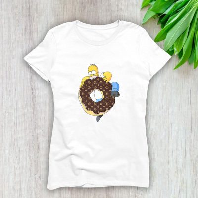 Louis Vuitton Monogram Canvas Pattern Homer Simpson Lady T-Shirt Luxury Tee For Women LDS1695