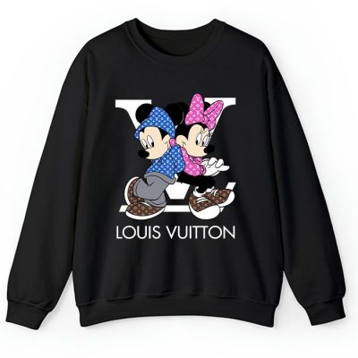 Louis Vuitton Monogram Canvas Pattern Mickey Mouse And Minnie Mouse Crewneck Sweatshirt CSTB1161