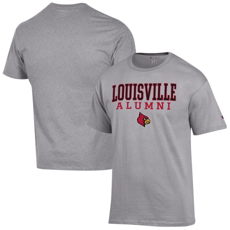 Louisville Cardinals Champion Alumni Logo Stack T-Shirt - Gray