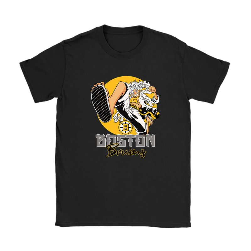 Luffy X Boston Bruins Team X NHL X Hockey Fan Unisex T-Shirt Cotton Tee TAT4396