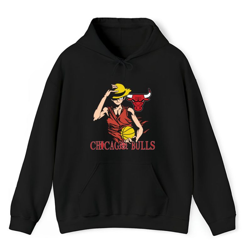 Luffy X One Piece X Chicago Bulls Team X NBA X Basketball Unisex Pullover Hoodie TAH3938