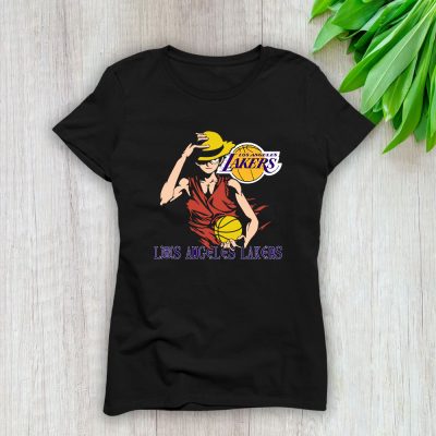 Luffy X One Piece X Los Angeles Lakers Team X NBA X Basketball Lady T-Shirt Women Tee For Fans TLT3073