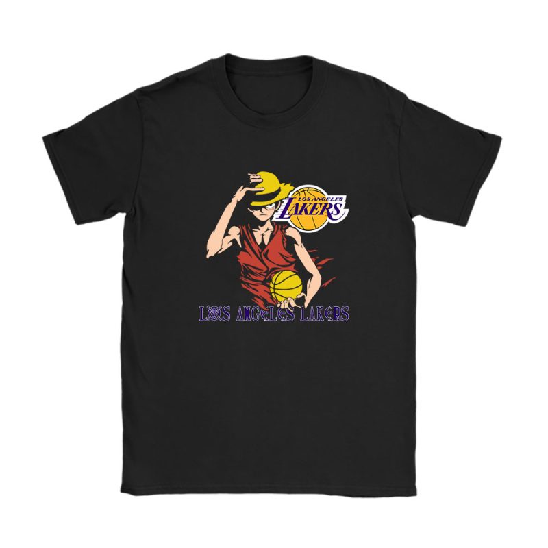 Luffy X One Piece X Los Angeles Lakers Team X NBA X Basketball Unisex T-Shirt Cotton Tee TAT3942