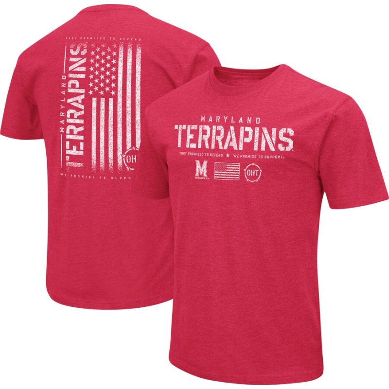 Maryland Terrapins Colosseum OHT Military Appreciation Flag 2.0 T-Shirt - Heather Red