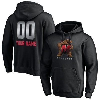 Maryland Terrapins Personalized Any Name & Number Midnight Mascot Pullover Hoodie - Black