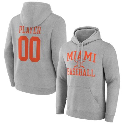 Miami Hurricanes Baseball Pick-A-Player NIL Gameday Tradition Pullover Hoodie - Gray