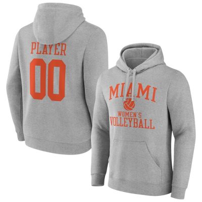 Miami Hurricanes Volleyball Pick-A-Player NIL Gameday Tradition Pullover Hoodie - Gray