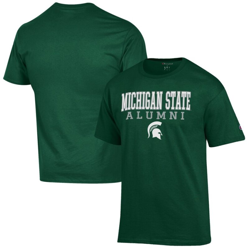 Michigan State Spartans Champion Alumni Logo Stack T-Shirt - Green