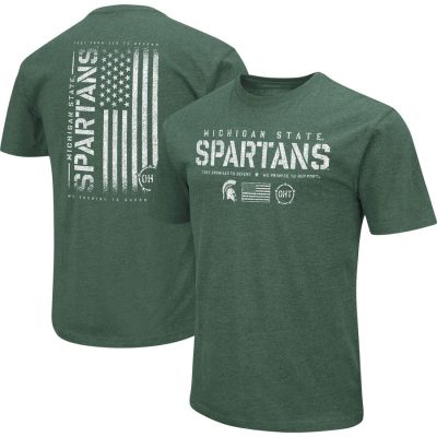 Michigan State Spartans Colosseum OHT Military Appreciation Flag 2.0 T-Shirt - Heather Green