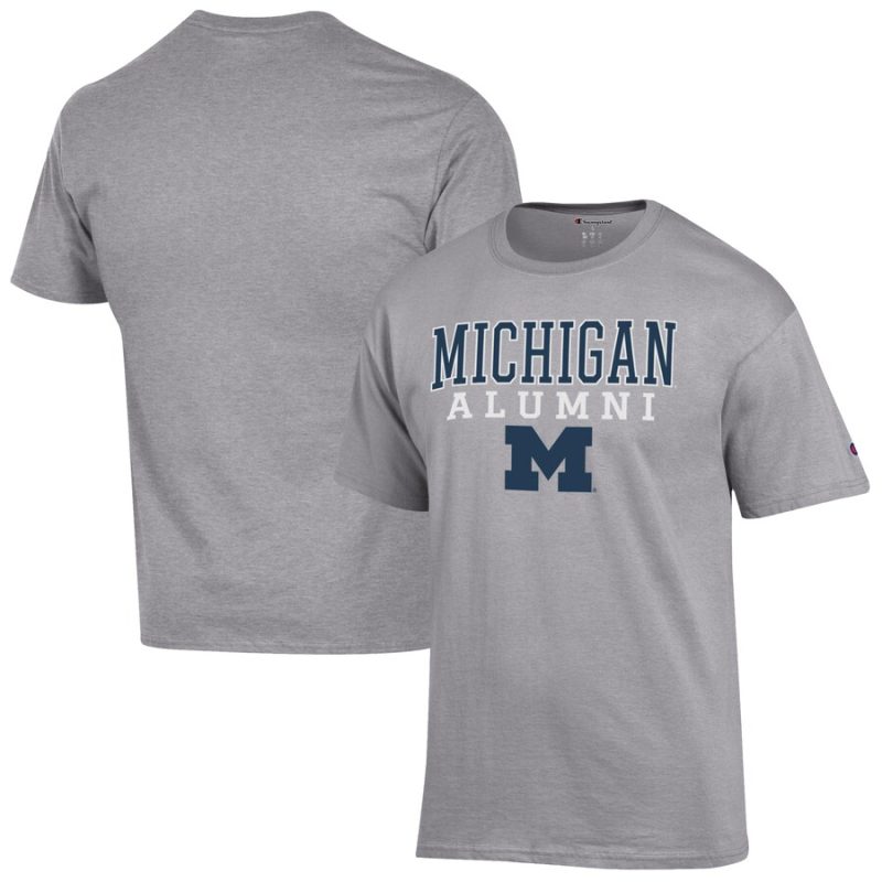 Michigan Wolverines Champion Alumni Logo Stack T-Shirt - Gray