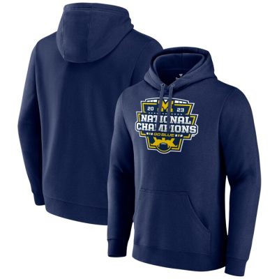 Michigan Wolverines College Football Playoff 2023 National Champions Big & Tall Official Logo Pullover Hoodie - Navy