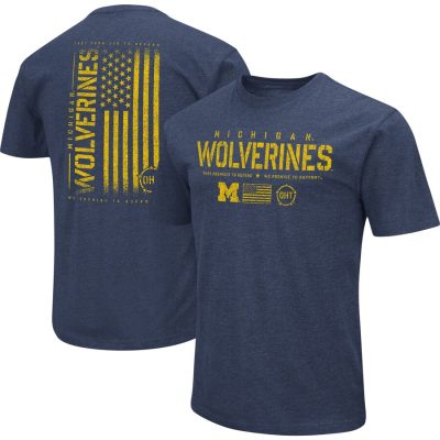 Michigan Wolverines Colosseum OHT Military Appreciation Flag 2.0 T-Shirt - Heather Navy