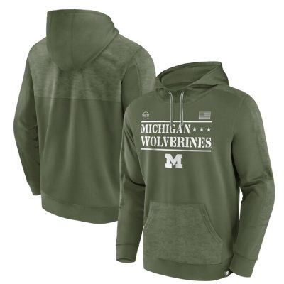 Michigan Wolverines OHT Military Appreciation Stencil Pullover Hoodie - Olive
