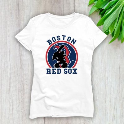 Mickey Mouse X Boston Red Sox Team X MLB X Baseball Fans Lady T-Shirt Women Tee For Fans TLT3192