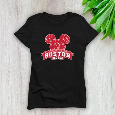 Mickey Mouse X Boston Red Sox Team X MLB X Baseball Fans Lady T-Shirt Women Tee For Fans TLT3193