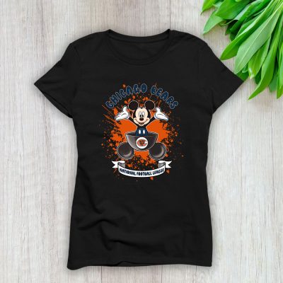 Mickey Mouse X Chicago Bears Team American Football Lady T-Shirt Women Tee TLT4366
