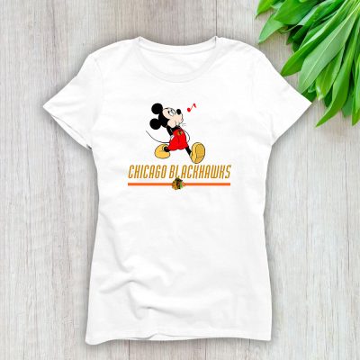 Mickey Mouse X Chicago Blackhawks Team X NHL X Hockey Fan Lady T-Shirt Women Tee For Fans TLT3247