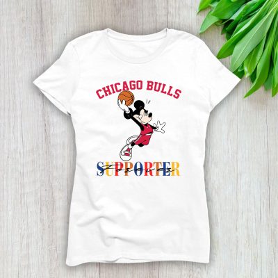 Mickey Mouse X Chicago Bulls Team X NBA X Basketball Lady T-Shirt Women Tee For Fans TLT3198