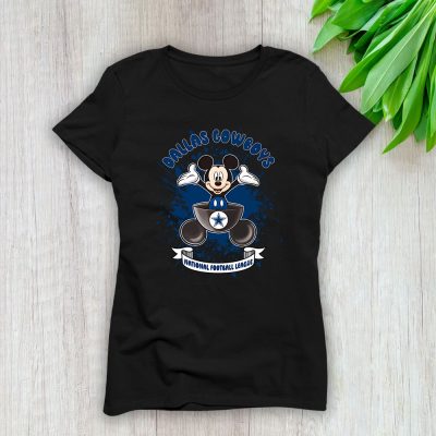 Mickey Mouse X Dallas Cowboys Team American Football Lady T-Shirt Women Tee TLT4367