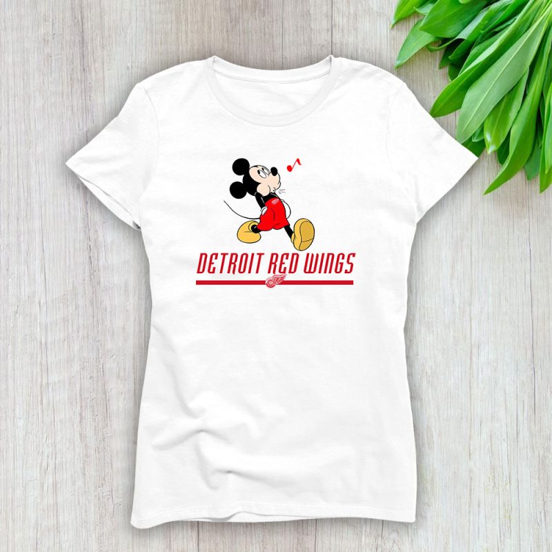 Mickey Mouse X Detroit Red Wings Team X NHL X Hockey Fan Lady T-Shirt Women Tee For Fans TLT3249
