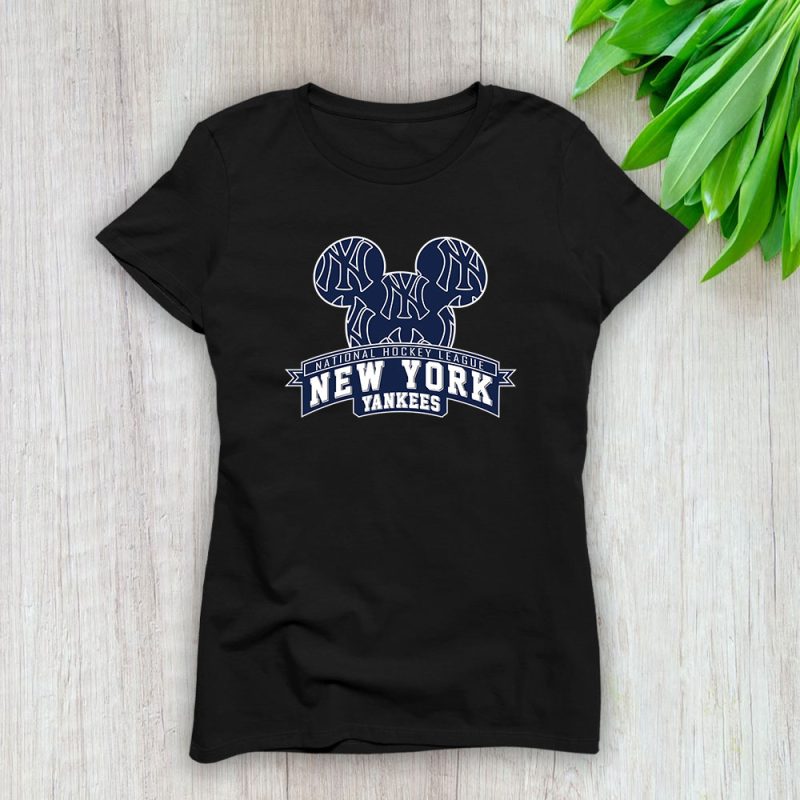 Mickey Mouse X New York Yankees Team X MLB X Baseball Fans Lady T-Shirt Women Tee For Fans TLT3183