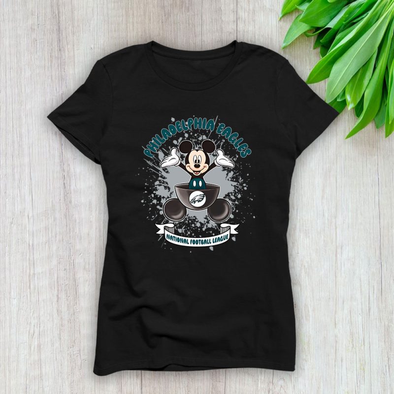 Mickey Mouse X Philadelphia Eagles Team American Football Lady T-Shirt Women Tee TLT4372