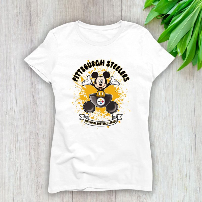 Mickey Mouse X Pittsburgh Steelers Team American Football Lady T-Shirt Women Tee TLT4373