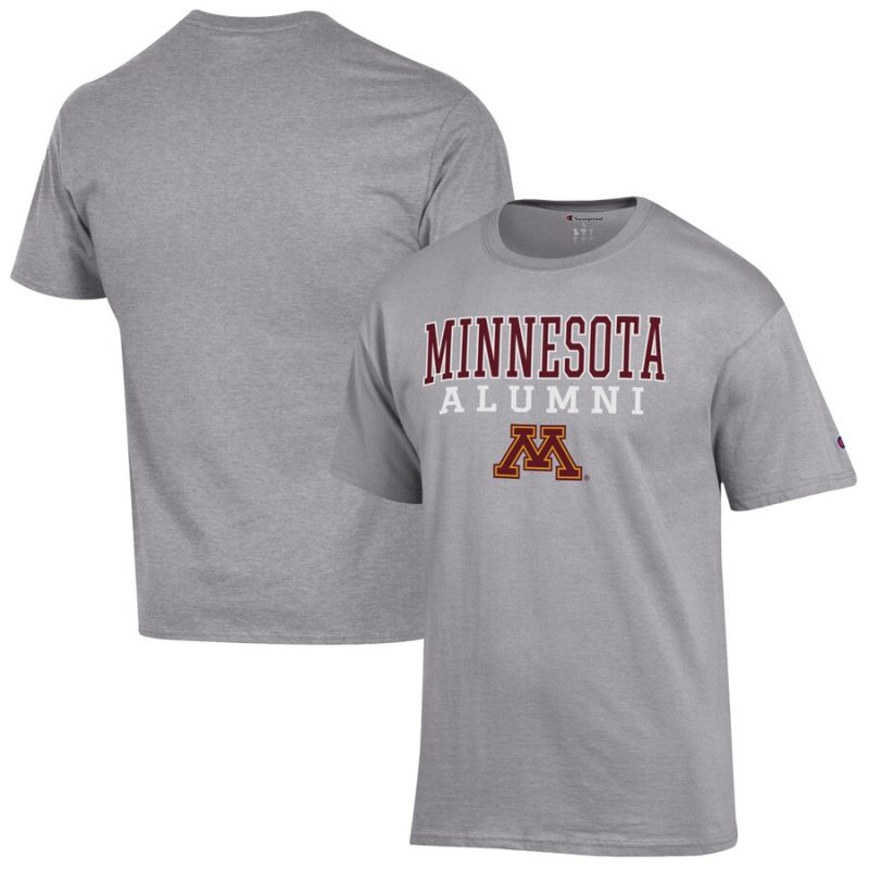 Minnesota Golden Gophers Champion Alumni Logo Stack T-Shirt - Gray