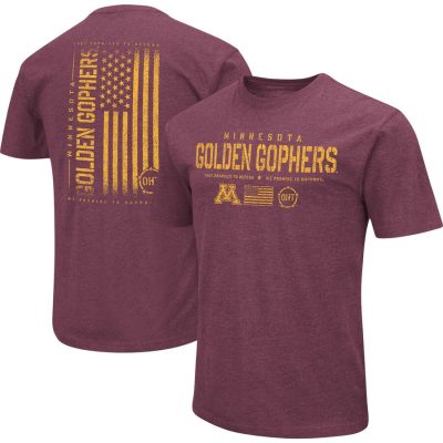 Minnesota Golden Gophers Colosseum OHT Military Appreciation Flag 2.0 T-Shirt - Heather Maroon