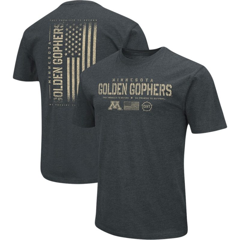 Minnesota Golden Gophers Colosseum OHT Military Appreciation Flag 2.0 T-Shirt - Heathered Black