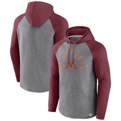 Minnesota Golden Gophers Wrap Up Raglan Pullover Hoodie - Maroon/Heather Gray