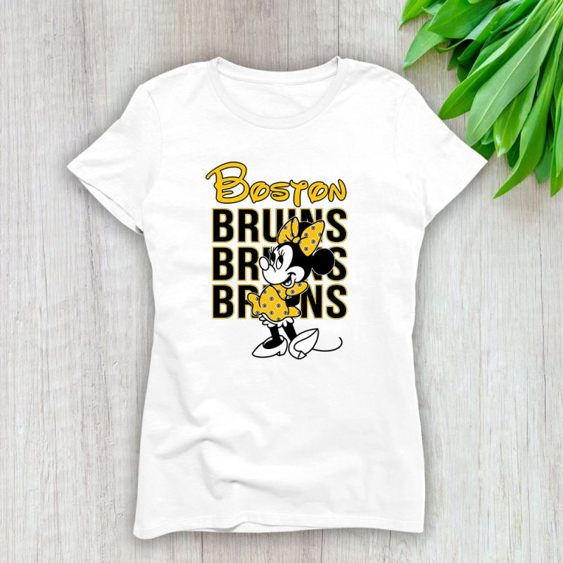 Minnie Mouse X Boston Bruins Team  Hockey Fan Lady T-Shirt Women Tee TLT4356