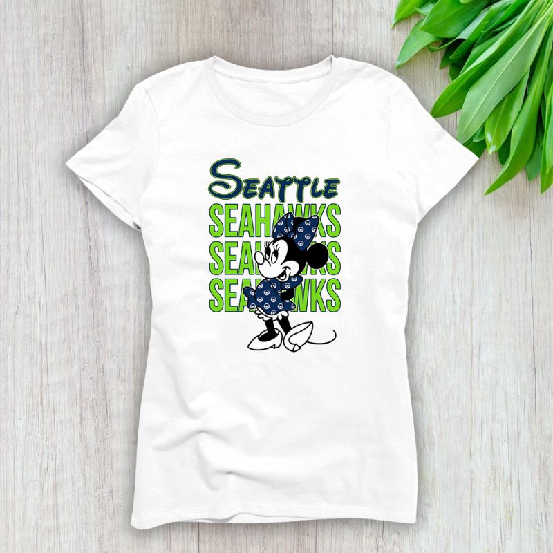 Minnie Mouse X Seattle Seahawks Team American Football Lady T-Shirt Women Tee TLT4354