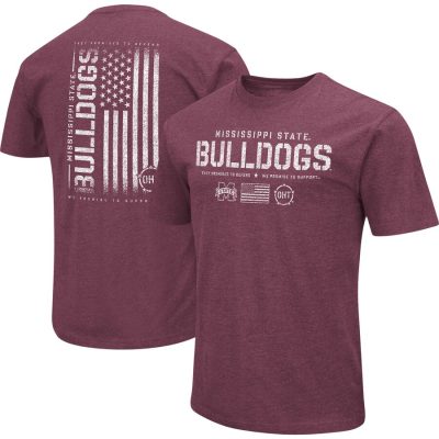 Mississippi State Bulldogs Colosseum OHT Military Appreciation Flag 2.0 T-Shirt - Heather Maroon