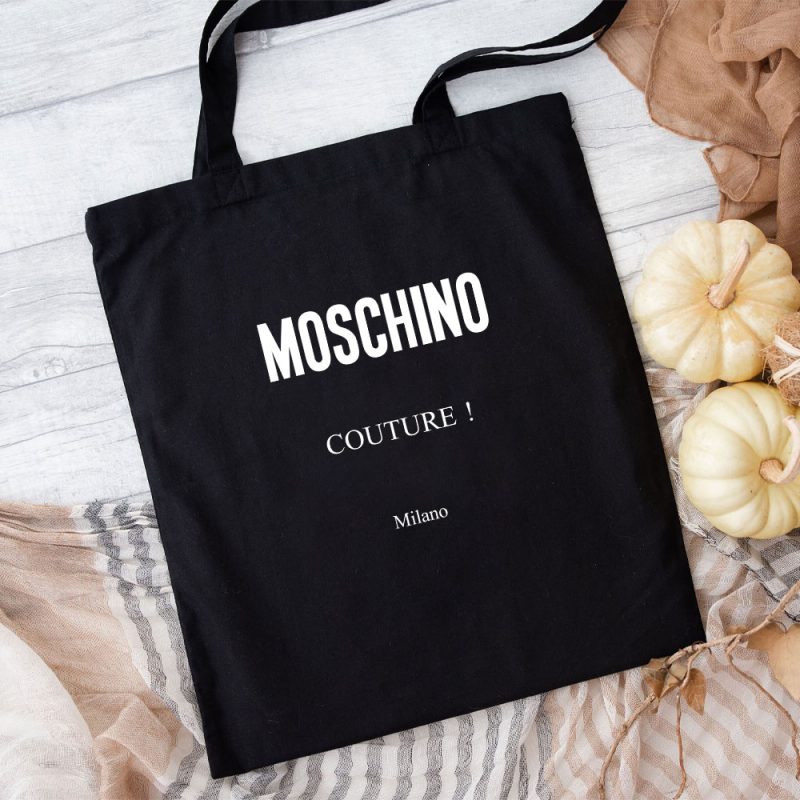 Moschino Couture Logo Cotton Canvas Tote Bag TTB1745