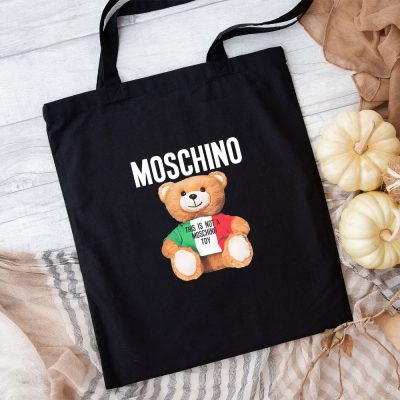 Moschino Italy Teddy Bear Cotton Canvas Tote Bag TTB1762