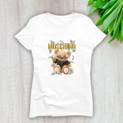 Moschino Teddy Bear Gold Luxury Lady T-Shirt Luxury Tee For Women LDS1776