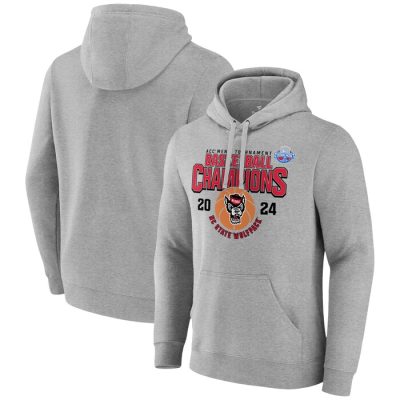 NC State Wolfpack 2024 ACC Basketball Conference Tournament Champions Pullover Hoodie- Gray