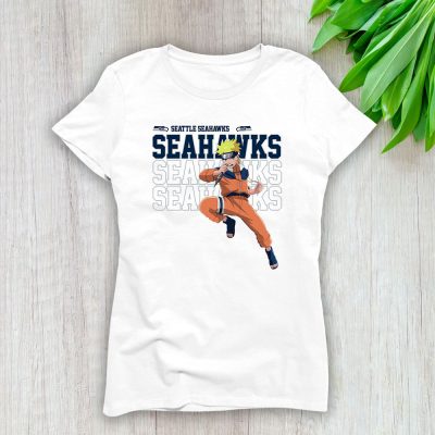 Naruto X Dragon Ball X Seattle Seahawks Team X NFL X American Football Lady T-Shirt Women Tee For Fans TLT3313