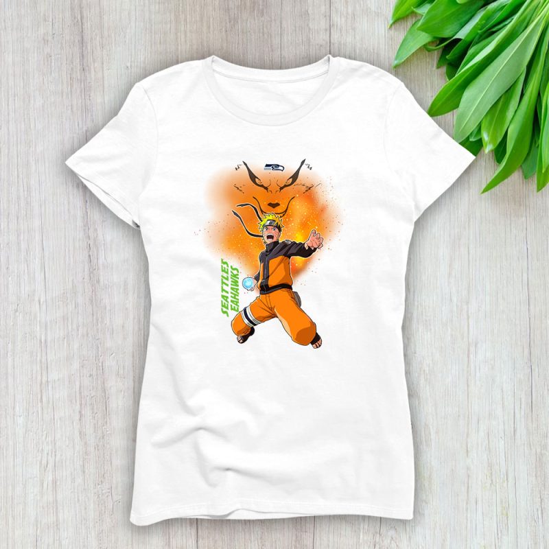 Naruto X Dragon Ball X Seattle Seahawks Team X NFL X American Football Lady T-Shirt Women Tee For Fans TLT3314