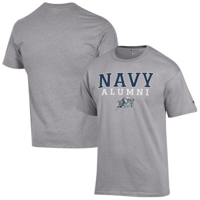 Navy Midshipmen Champion Alumni Logo Stack T-Shirt - Gray