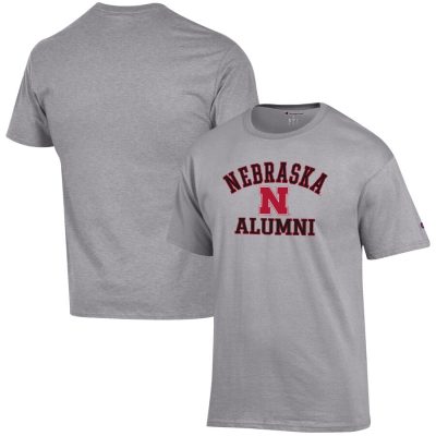 Nebraska Huskers Champion Alumni Logo T-Shirt - Gray