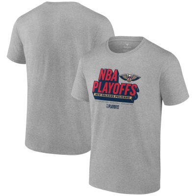 New Orleans Pelicans 2024 NBA Playoffs Defensive Stance T-Shirt - Heather Gray