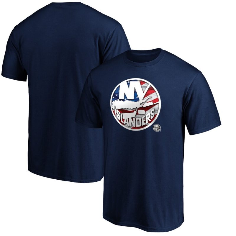 New York Islanders Banner Wave Logo T-Shirt - Navy