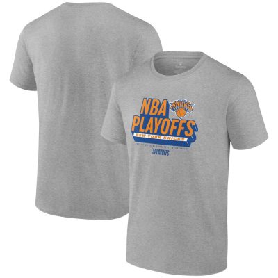 New York Knicks 2024 NBA Playoffs Defensive Stance T-Shirt - Heather Gray